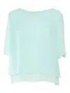 Clips Flowing White Chiffon Top In Blue
