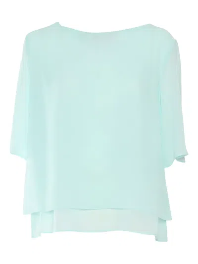 Clips Layered Chiffon Blouse In Blue
