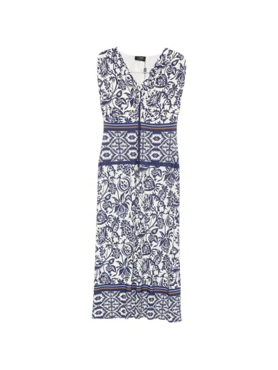 Clips Long Dress With Floral Print In Blue