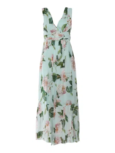 Clips Maxi Dress With Deep V-neckline In Blue