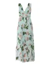 Clips Maxi Dress With Deep V-neckline In Blue