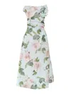 Clips Off-the-shoulder Taffeta Evening Dress In Green