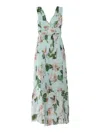 Clips Maxi Dress With Deep V-neckline In Blue