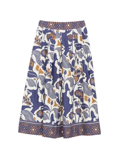 Clips Midi Skirt With Floral Print In Blue