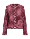 Clips More Woman Blazer Burgundy Size 12 Acrylic, Polyester, Polyamide, Elastane In Red