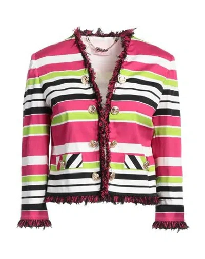 Clips More Woman Blazer Fuchsia Size 4 Cotton, Elastane, Polyester In Pink