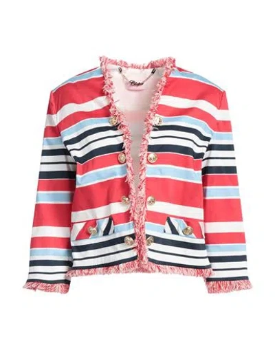 Clips More Woman Blazer Red Size 12 Cotton, Elastane, Polyester