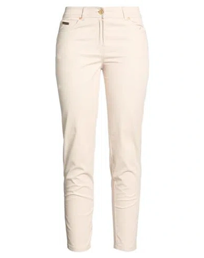 Clips More Woman Jeans Beige Size 12 Cotton, Elastane In White