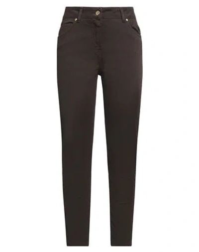 Clips More Woman Jeans Dark Brown Size 8 Cotton, Elastane
