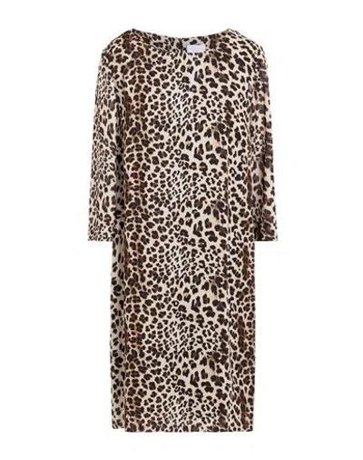 Clips More Woman Midi Dress Sand Size 10 Polyester In Pattern