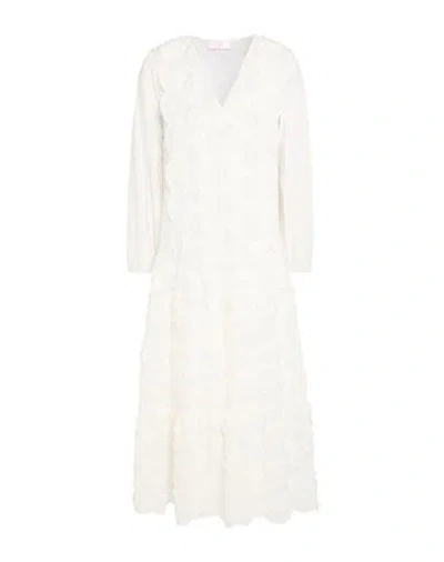 Clips More Woman Midi Dress White Size 10 Polyester, Cotton In Neutral