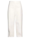 Clips More Woman Pants Cream Size 8 Polyester, Polyurethane In White