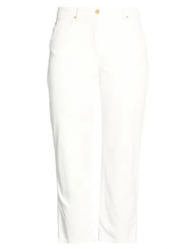 Clips More Woman Pants White Size 10 Cotton, Elastane