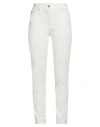 Clips More Woman Pants White Size 8 Cotton, Elastane