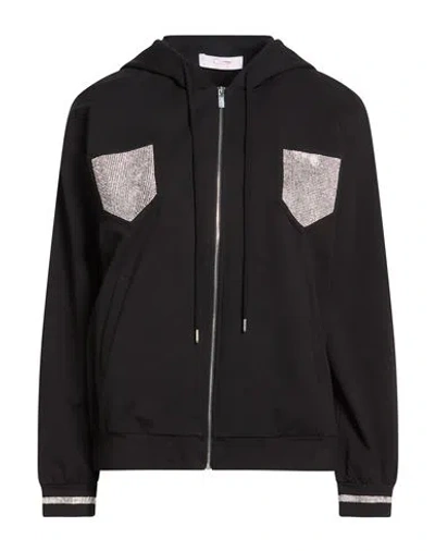 Clips More Woman Sweatshirt Black Size 12 Cotton, Elastane