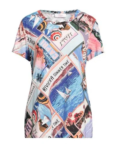 Clips More Woman Top Blue Size 8 Viscose, Elastane