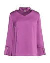 Clips More Woman Top Purple Size 8 Polyester