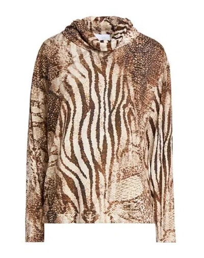 Clips More Woman T-shirt Beige Size 14 Viscose, Elastane In Animal Print