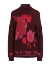 Clips More Woman Turtleneck Burgundy Size 14 Wool, Acrylic In Brown