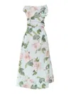 Clips Off-the-shoulder Taffeta Evening Dress In Green