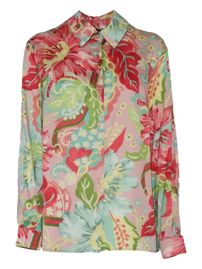 Clips Paisley Floral Shirt In Pink