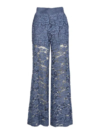 Clips Perforated Cotton Blend Trousers In Blue