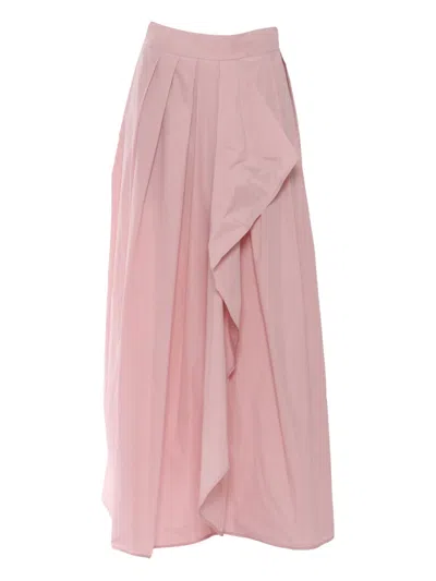 CLIPS PLEATED RUFFLE MIDI SKIRT