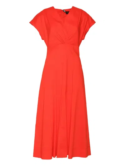 CLIPS POPLIN V-NECK DRESS