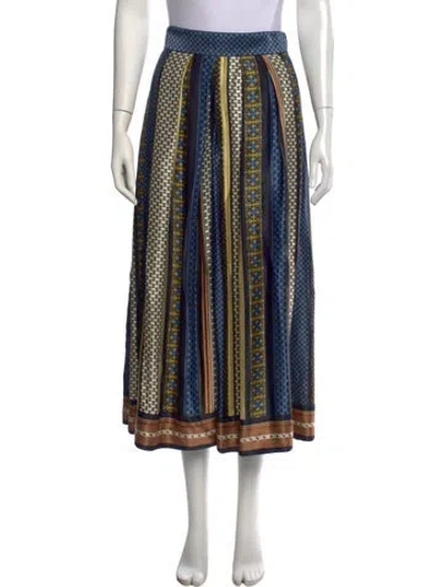 Pre-owned Clips Printed Long Skirt In Blue