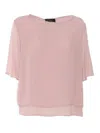 Clips Relaxed Fit Chiffon Top In Pink