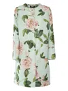 Clips Rose-print Jacquard Coat In Green