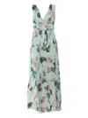 Clips Maxi Dress With Deep V-neckline In Blue