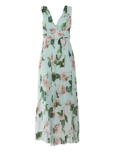 CLIPS ROSE-PRINT TIERED DRESS