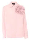 Clips Ruffled Taffeta Shirt In Pink