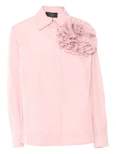 Clips Ruffled Taffeta Shirt In Pink