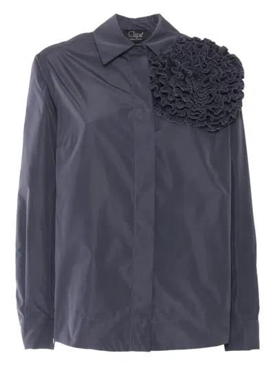 Clips Ruffled-detail Shirt In Black