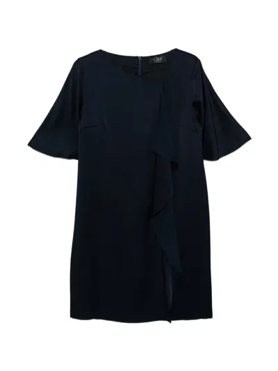 Clips Ruffled Short-sleeve Mini Dress In Blue