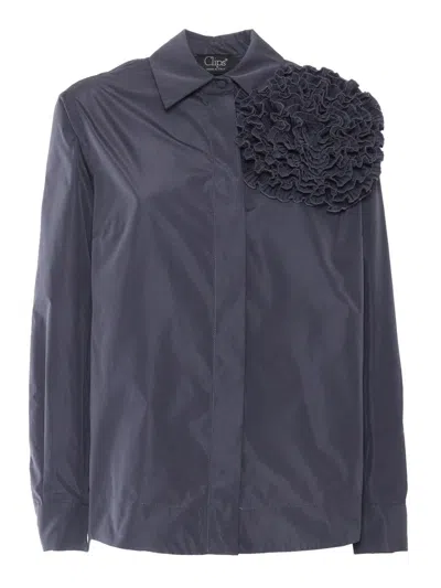 CLIPS RUFFLED TAFFETA SHIRT