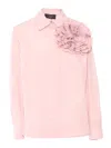 Clips Ruffled Taffeta Shirt In Pink