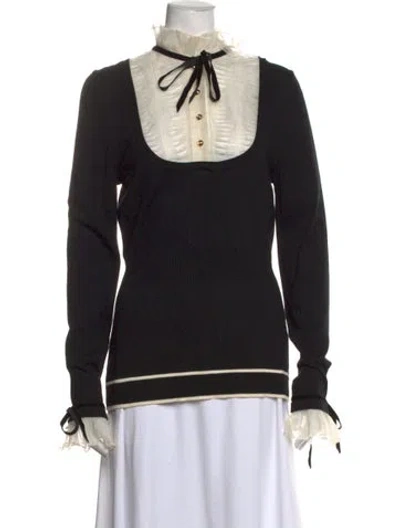Pre-owned Clips Scoop Neck Sweater In Black