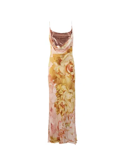 Clips Sequin-embellished Floral-print Maxi Dress In Multi