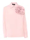 Clips Ruffled Taffeta Shirt In Pink