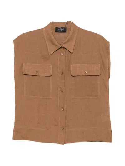 Clips Shirt With Flap Pockets In Brown
