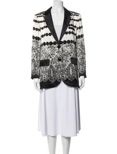 Pre-owned Clips Silk Patterned Blazer In Black