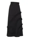 Clips Pleated Black Maxi Skirt In Black