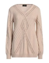 Clips Tricot Woman Sweater Beige Size S Wool, Acrylic In Beige