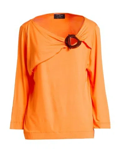 Clips Tricot Woman Top Orange Size L Viscose, Elastane