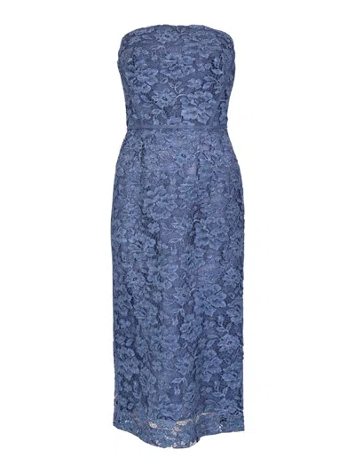 Clips Cotton Blend Lace Sheath Dress In Blue