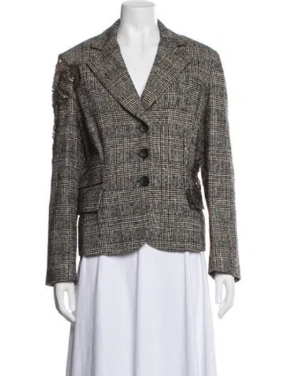 Pre-owned Clips Virgin Wool Plaid Print Blazer In Multi