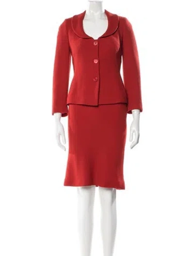 Pre-owned Clips Virgin Wool Skirt Suit In Red